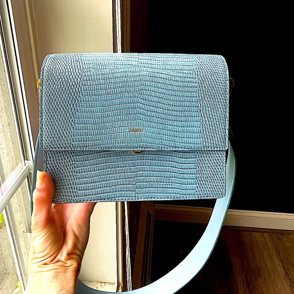 JW PEI baby blue croc cross body bag